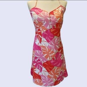 815 NWOT TOMMY BAHAMA Halter Dress Pink Leaves Sz S 